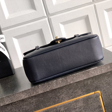 CHANEL SMALL FLAP BAG 22 IN BLACK GRAINED CALFSKIN GOLD HARDWARE