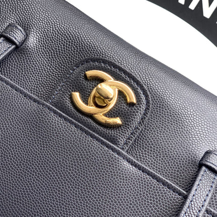CHANEL SMALL FLAP BAG 22 IN BLACK GRAINED CALFSKIN GOLD HARDWARE
