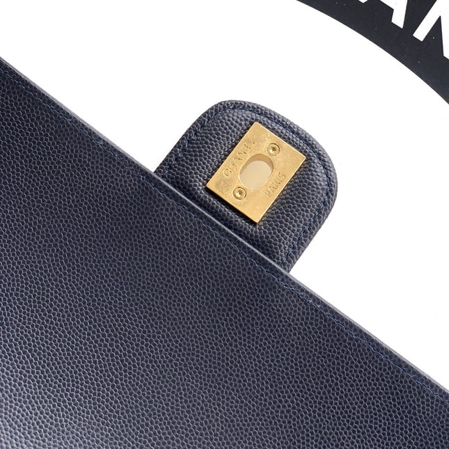 CHANEL SMALL FLAP BAG 22 IN BLACK GRAINED CALFSKIN GOLD HARDWARE