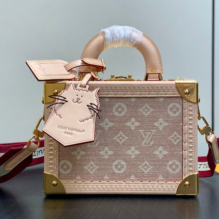 LV TRUNK 22 IN LIGHT PINK CANVAS GOLD HARDWARE