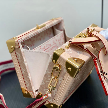 LV TRUNK 22 IN LIGHT PINK CANVAS GOLD HARDWARE
