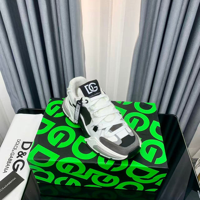 D&G AIRMASTER LOW-TOP SNEAKERS IN WHITE MIX GREY MESH