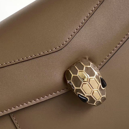 BULGARI SERPENTI FOREVER TOP 20 HANDLE BAG IN BROWN CALFSKIN GOLD HARDWARE