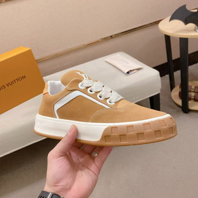 LV TILTED SNEAKERS IN BROWN SUEDE