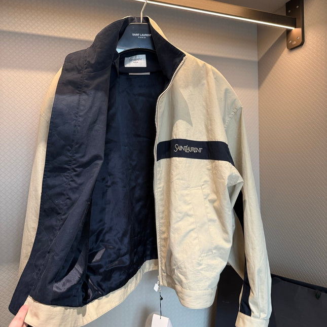 YSL EMBROIDERD JACKET IN MASTIC BEIGE