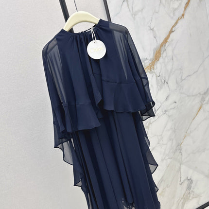 CHLOE FLUID MINI CAPE DRESS