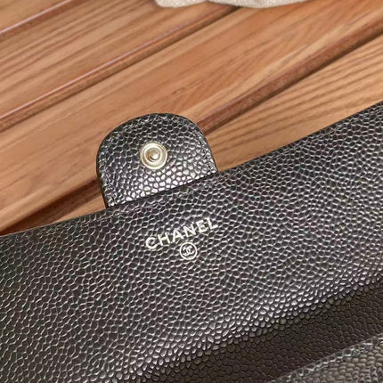 CHANEL CLASSIC FLAP LONG WALLET 19 IN BLACK CALFSKIN