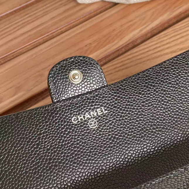 CHANEL CLASSIC FLAP LONG WALLET 19 IN BLACK CALFSKIN