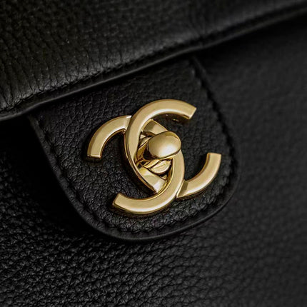 CHANEL MAXI FLAP BAG 33 IN BLACK GRAINED CALFSKIN