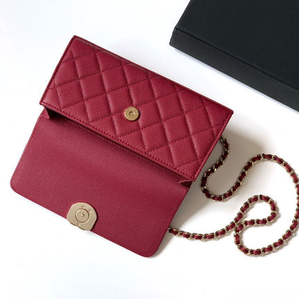 CHANEL FLAP BAG 18 IN BURGUNDY RED QUILTED CALFSKIN