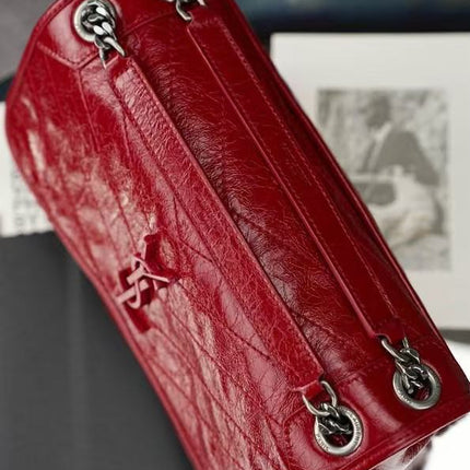 YSL MEDIUM NIKI BAG IN RED GLOSSY CALFSKIN AND HARDWARE