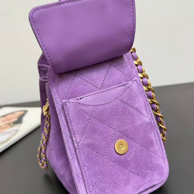 CHANEL 26S HOBO BAG 22 IN PURPLE CALFSKIN