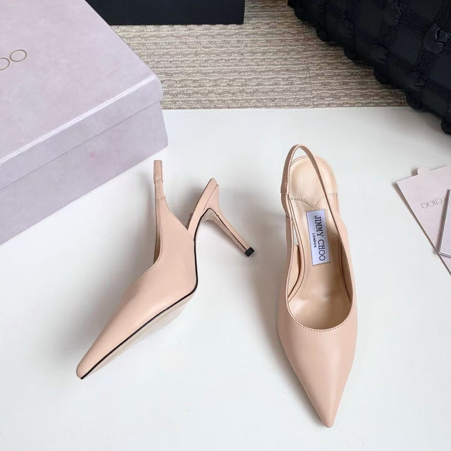 26S SLINGBACK HIGH HEELS 90 MM IN NUDE CALFSKIN