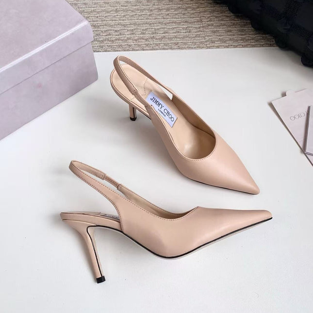 26S SLINGBACK HIGH HEELS 90 MM IN NUDE CALFSKIN
