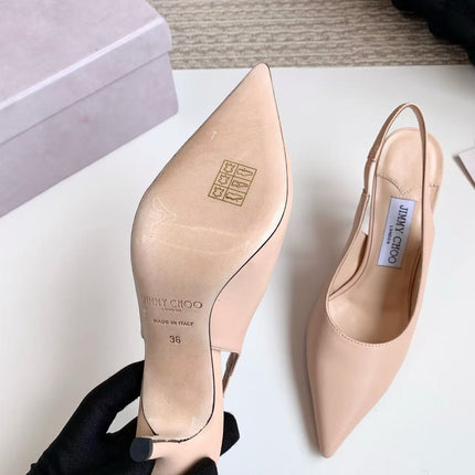 26S SLINGBACK HIGH HEELS 90 MM IN NUDE CALFSKIN