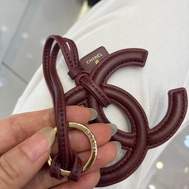 CHANEL 26S BAG CHARM IN DARK BURGUNDY LAMBSKIN