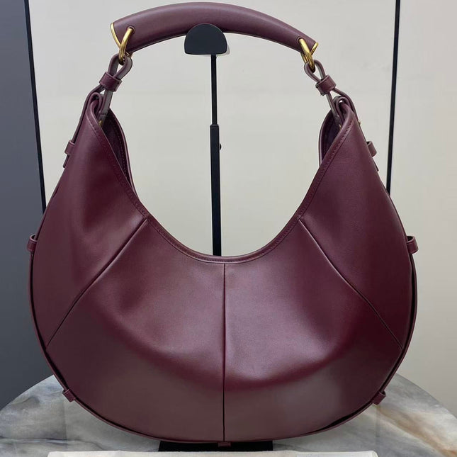 YSL 26S MOMBASA HOBO BAG MEDIUM IN BURGUNDY CALFSKIN