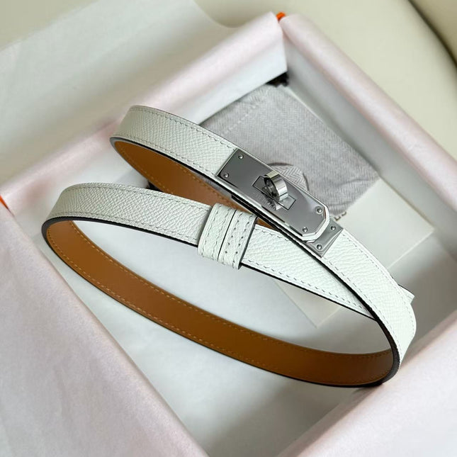 HM 26S KELLY BELT IN WHITE SILVER LOCK HARDWARE 25526