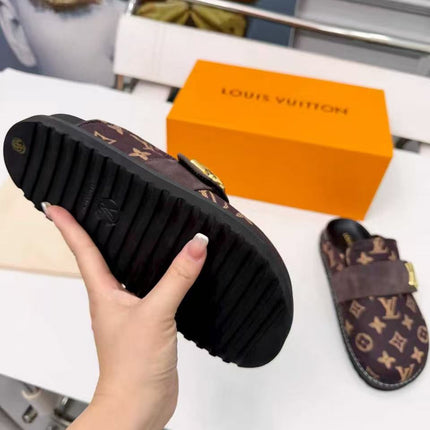 LV 26S COSY FLAT COMFORT CLOG IN BROWN MONOGRAM LOGO