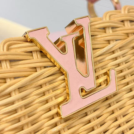 LV 26S CAPUCINES BB BAG 27 PINIC IN  CALFSKIN HARDWARE AND  PINK LOGO