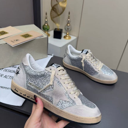 GOLDEN GOOSE 2026 SUPERSTAR GLITTER STAR SNEAKER IN SILVER