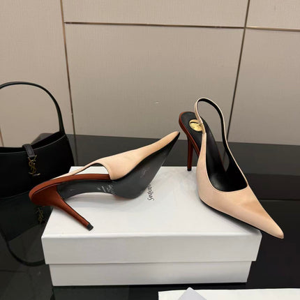 YSL DEROCHE 110 CREPE SATIN SLINGBACK PUMPS