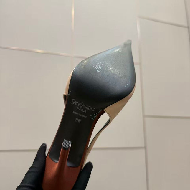 YSL DEROCHE 110 CREPE SATIN SLINGBACK PUMPS