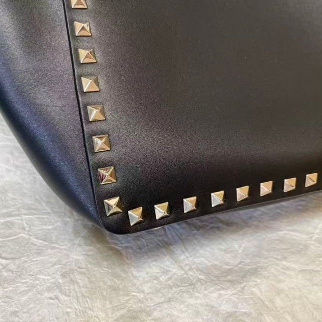 VALENTINO 26S GARAVANI ROCKSTUD TOTE GOLD TONE IN BLACK