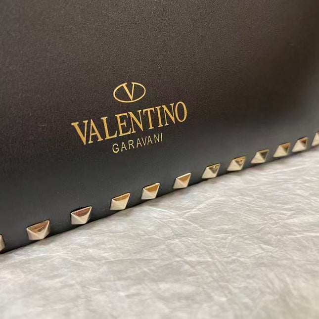 VALENTINO 26S GARAVANI ROCKSTUD TOTE GOLD TONE IN BLACK