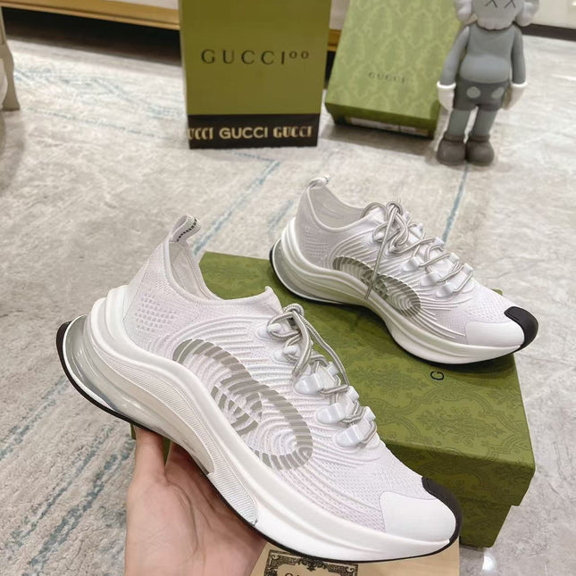 GUCCI 26S KNIT RUNNER SNEAKERS IN WHITE TECHNICAL MESH