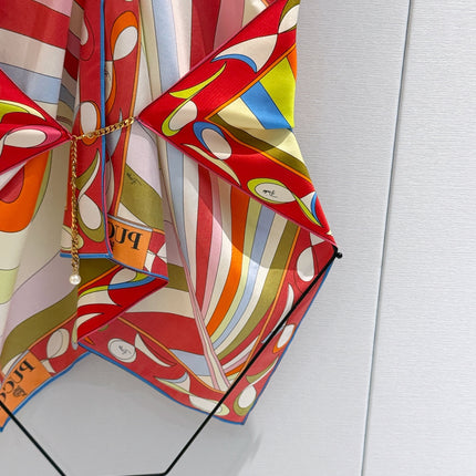 PUCCI 26S HALTER SCARF TOP IN MULTICOLOR PRINTED SILK
