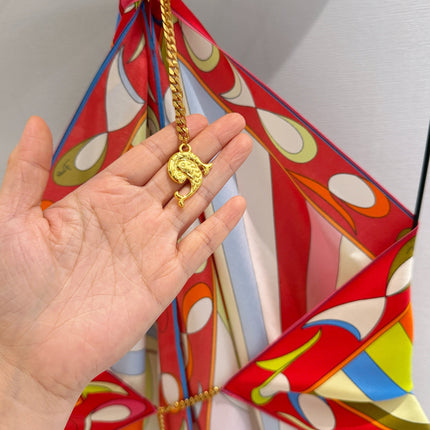 PUCCI 26S HALTER SCARF TOP IN MULTICOLOR PRINTED SILK