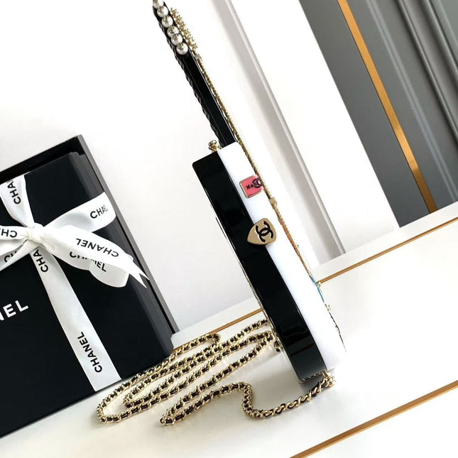 CHANEL WHITE GUITAR MINAUDIERE BAG