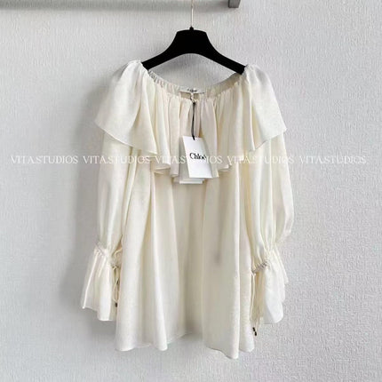 CHLOE ELEGANT PLEATED CASCADING BLOUSE STYLE 7426