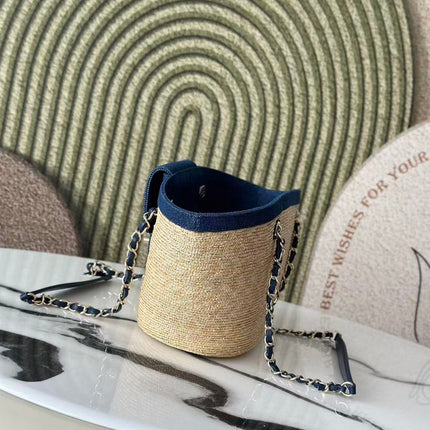 CHANEL 26S TOTE BAG IN BEIGE DENIM RAFFIA