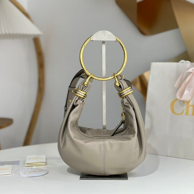 CHLOÉ S6 BRACELET HOBO BAG IN LIGHT GREY LAMBSKIN 9726
