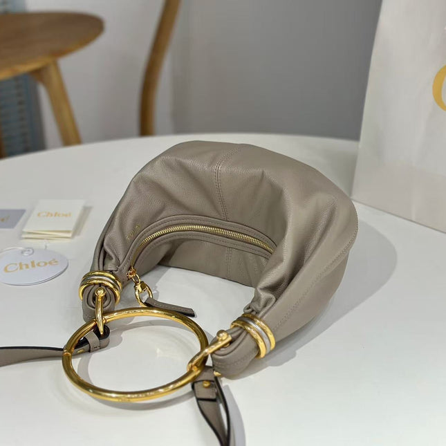 CHLOÉ S6 BRACELET HOBO BAG IN LIGHT GREY LAMBSKIN 9726