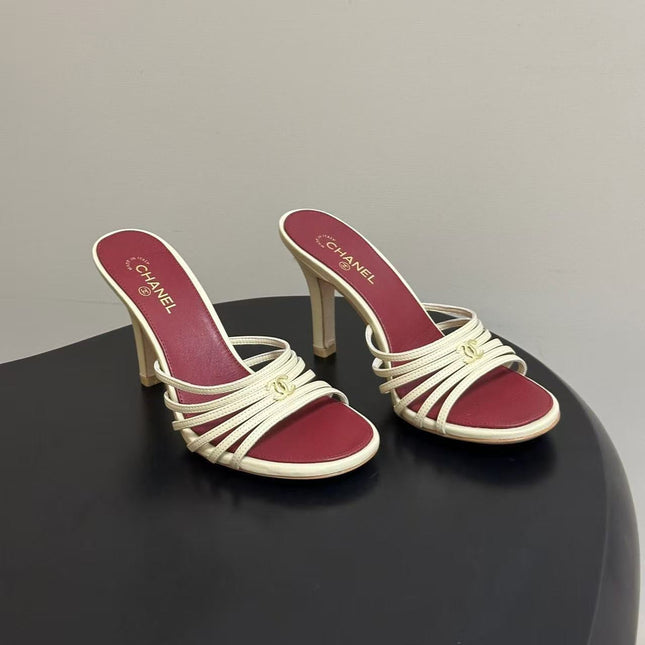 CHANEL 26S MULTI STRAP MULE IN IVORY LAMBSKIN