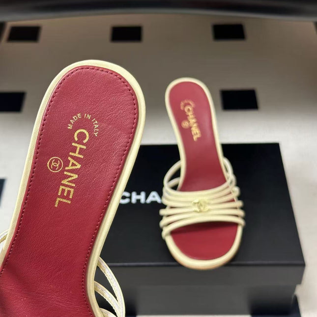 CHANEL 26S MULTI STRAP MULE IN IVORY LAMBSKIN