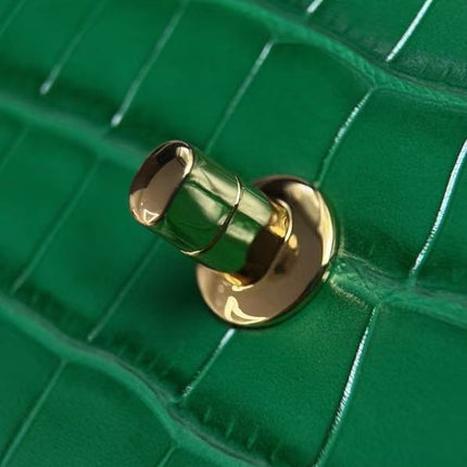 CHANEL 26S MINI FLAP TOP HANDLE BAG IN GREEN CROCODILE LEATHER