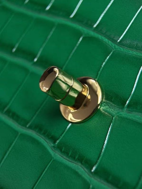 CHANEL 26S MINI FLAP TOP HANDLE BAG IN GREEN CROCODILE LEATHER