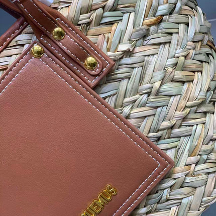 JACQUEMUS 26S LE PANIER SOLI BASKET BAG IN NATURAL STRAW