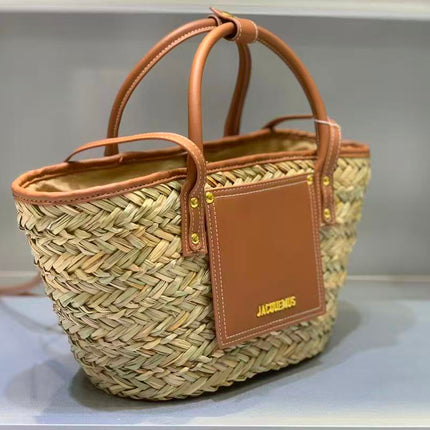 JACQUEMUS 26S LE PANIER SOLI BASKET BAG IN NATURAL STRAW