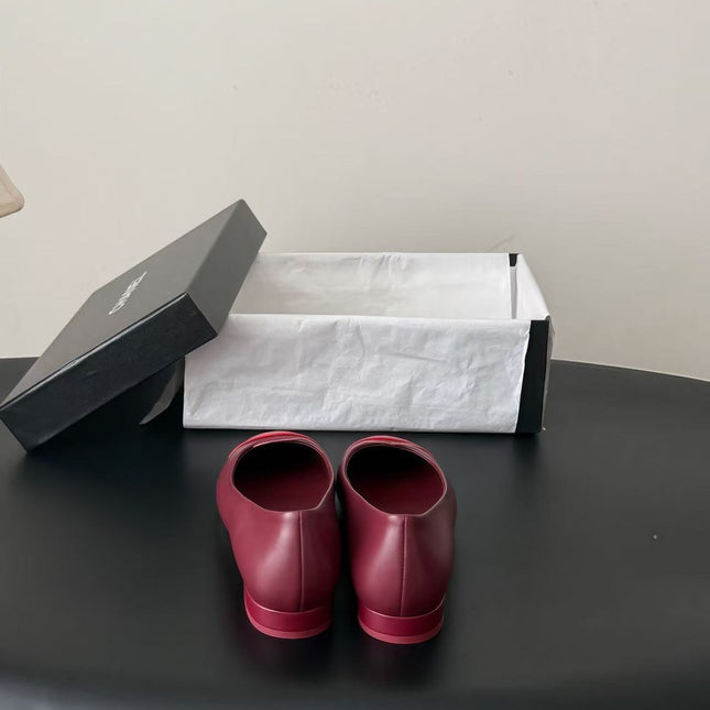 CHANEL 26S BALLET FLATS IN BURGUNDY & RED LAMBSKIN 26726