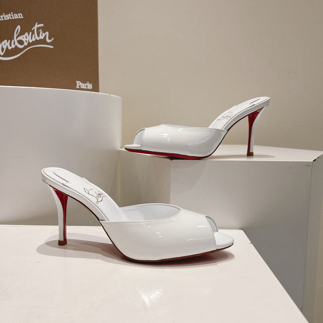 CL ME DOLLY STILETTO HEEL IN WHITE MIX RED CALFSKIN