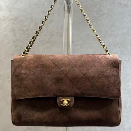 CHANEL 26 CLASSIC FLAP IN BROWN SUEDE 30726