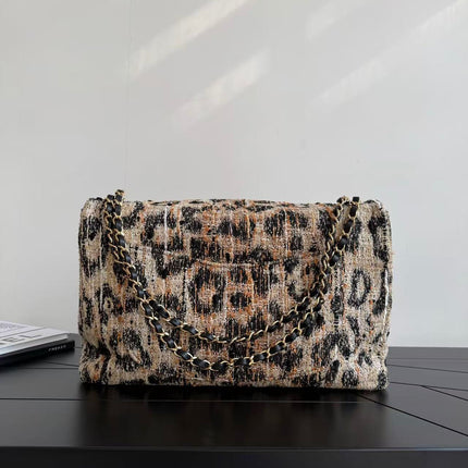 CHANEL 26S CLASSIC FLAP BAG IN LEOPARD TWEED