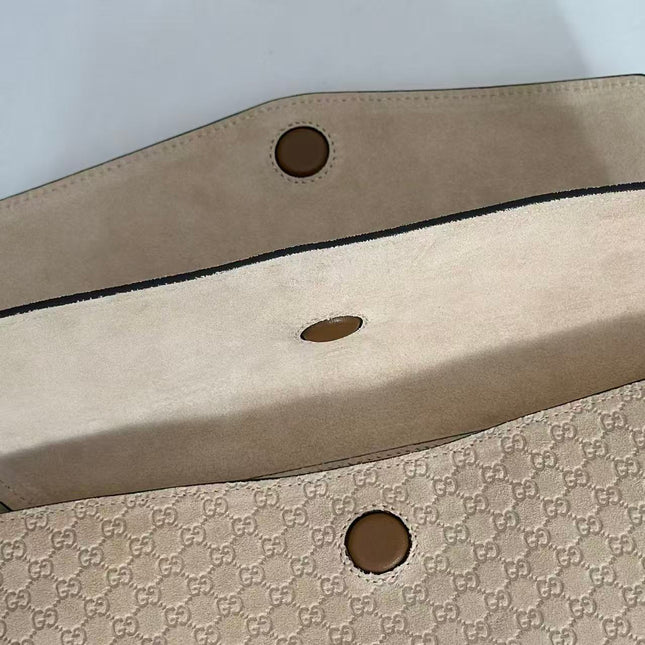 GUCCI 26S SHOULDER BAG 28 IN BEIGE EMBOSSED SUEDE