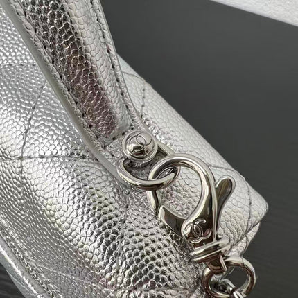 CHANEL 26S QUILTED VANITY CASE IN SILVER CAVIAR