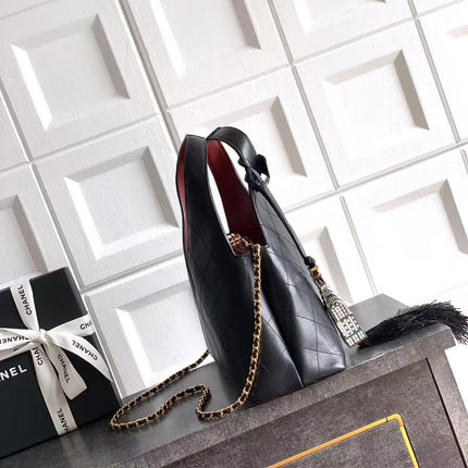 CHANEL 26S SHOPPING BAG MEDIUM 32 IN BLACK LAMBSKIN GOLD HARDWARE